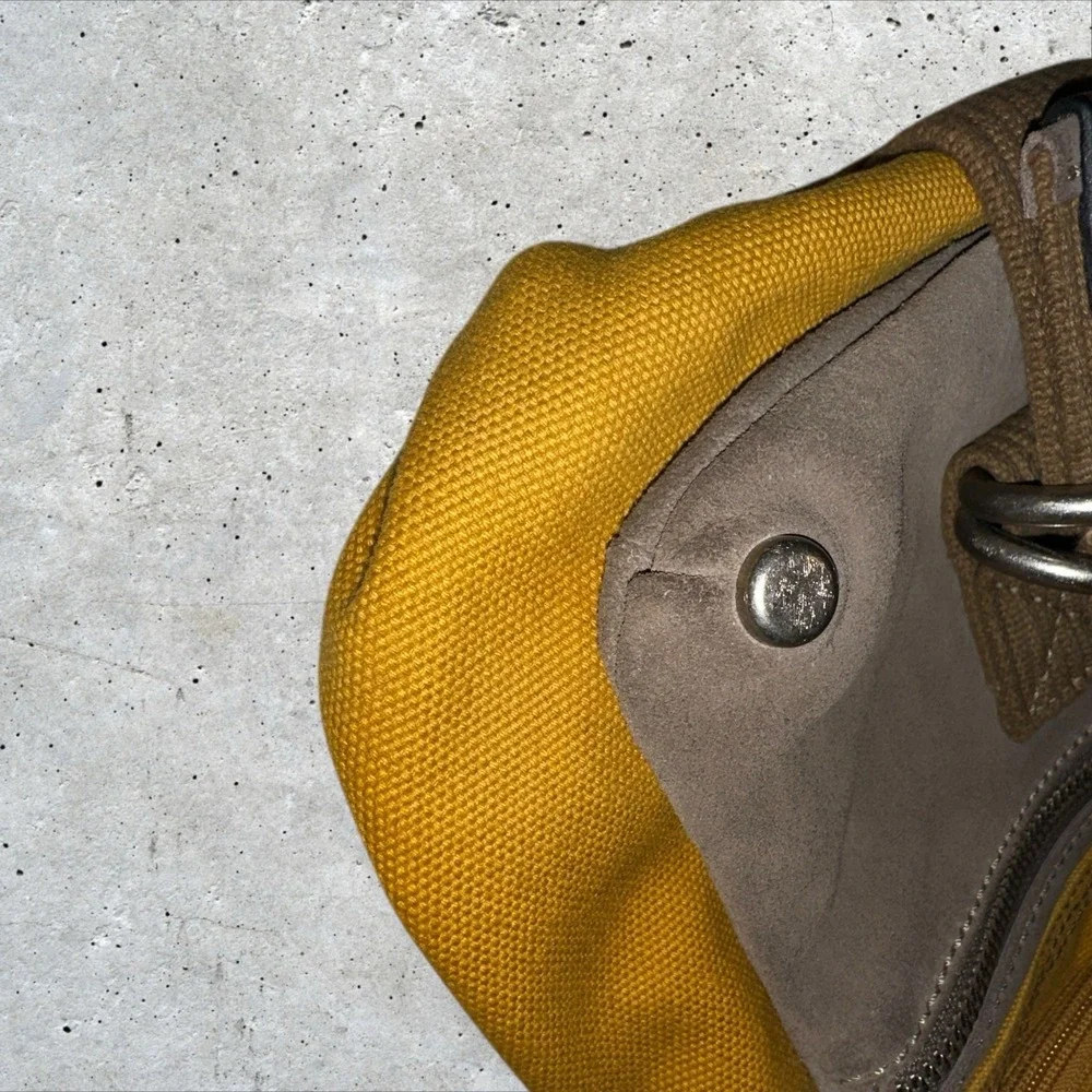 Vintage Fossil Cargo Shoulder Bag Purse Utility Hobo Canvas‎ Safari Yellow - Picture 10 of 16